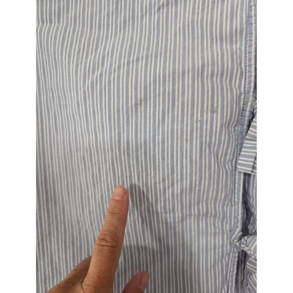Free People Tie It In A Bow Oversized Cotton Shirt Blouse women's XS blue stripe - Picture 10 of 10
